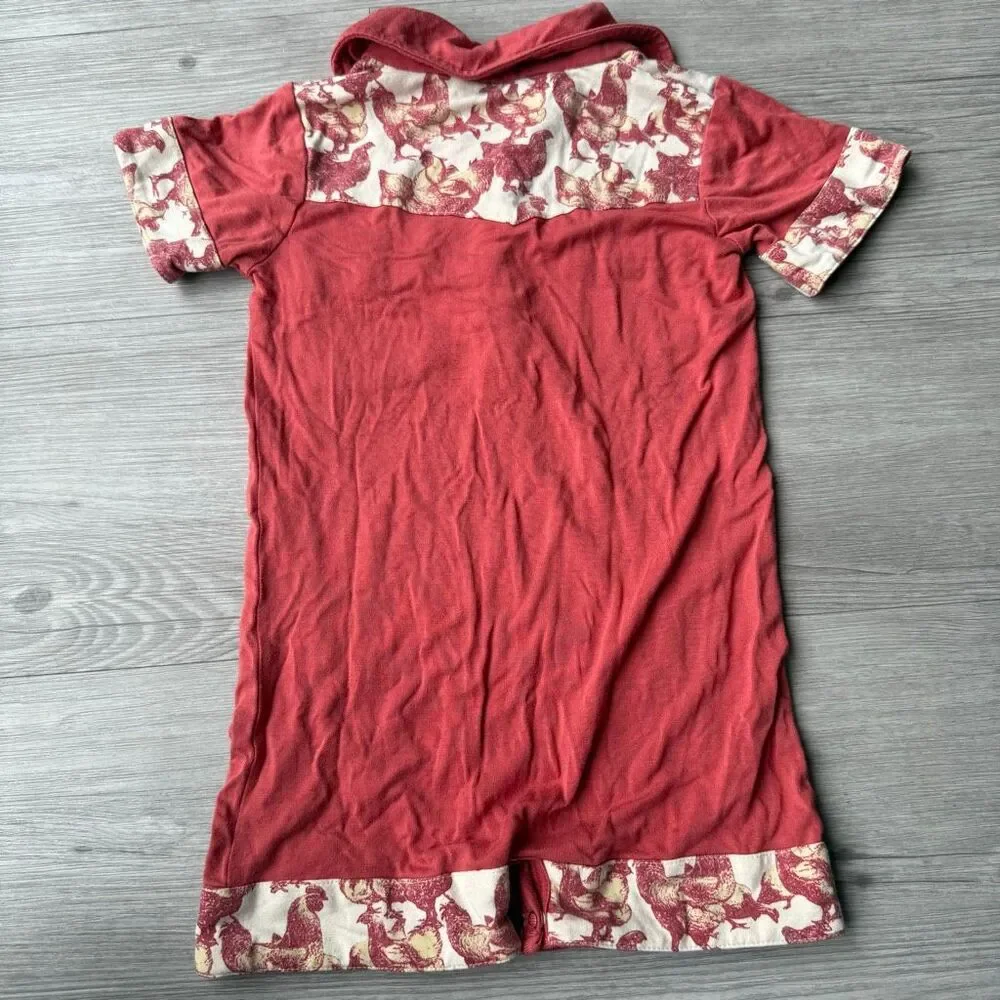 Kate Quinn romper chicken print on the collar and chest pockets boys Size 18-24